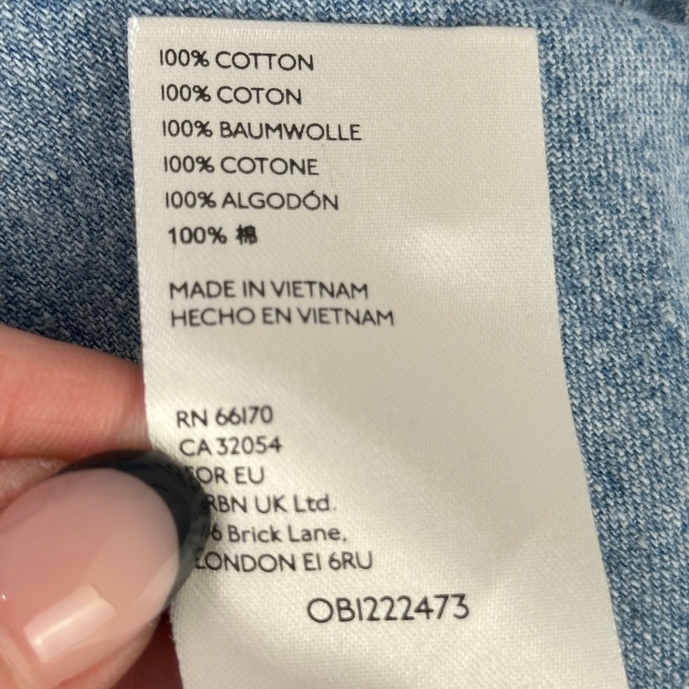 Maeve Anthropologie Chambray Denim Shirt Womens M Blue‎ Button Up Puff Sleeve - Picture 9 of 10